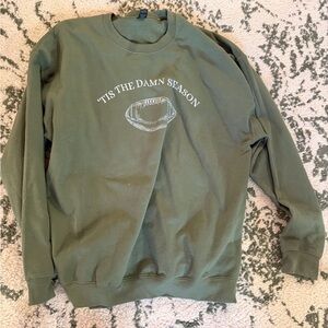 Gildan Olive Green 'Tis The Damn Season Crewneck Sweatshirt